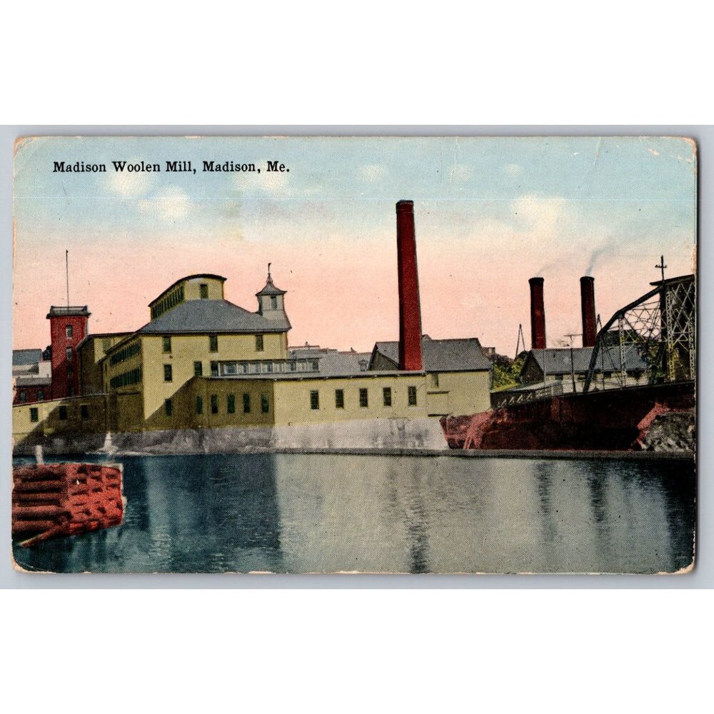 Antique Postcards 4 Views Of Madison Woolen Mill Madison ME - Early 1900s #1474